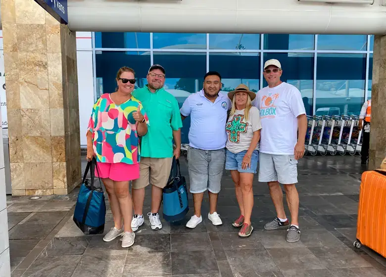 Family happy with Transportation to Holbox service
